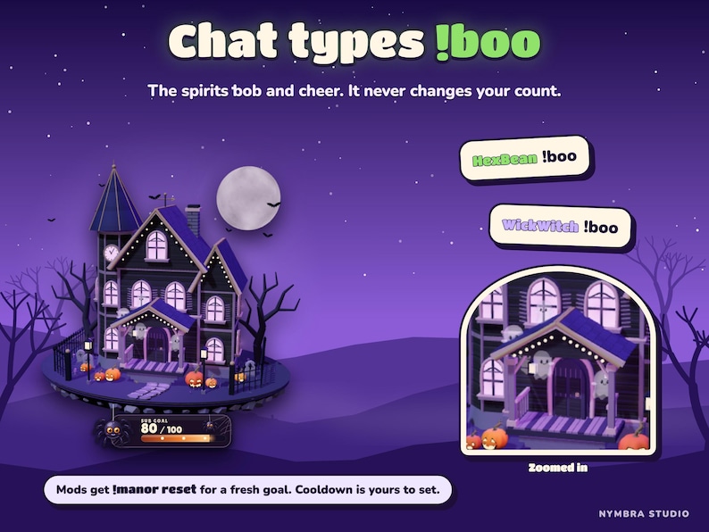 Viewers typing !boo in chat to make the house's ghosts bob and cheer.