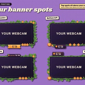 Halloween reactive webcam overlay. The banner at bottom centre, bottom left, top centre and top left.