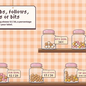 Loaf Jar goal tag for subs, follows, tips, bits as a percentage, and a custom label on its own.