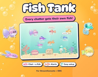 Interactive Fish Tank Twitch Widget | StreamElements OBS Aquarium (Instant Download)