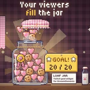 Pixel Cookie Jar Goal Widget für Twitch und StreamElements | Loaf Jar (Digitaler Download)