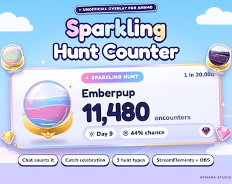 Aniimo Sparkling Hunt Counter Widget Twitch Overlay for OBS and StreamElements