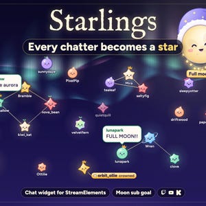 Interactive Star Chat Overlay and Moon Goal Widget for Twitch, Kick and YouTube | StreamElements | Starlings (Digital Download)
