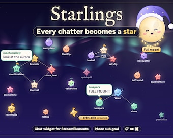 Interactive Star Chat Overlay and Moon Goal Widget for Twitch, Kick and YouTube | StreamElements | Starlings (Digital Download)