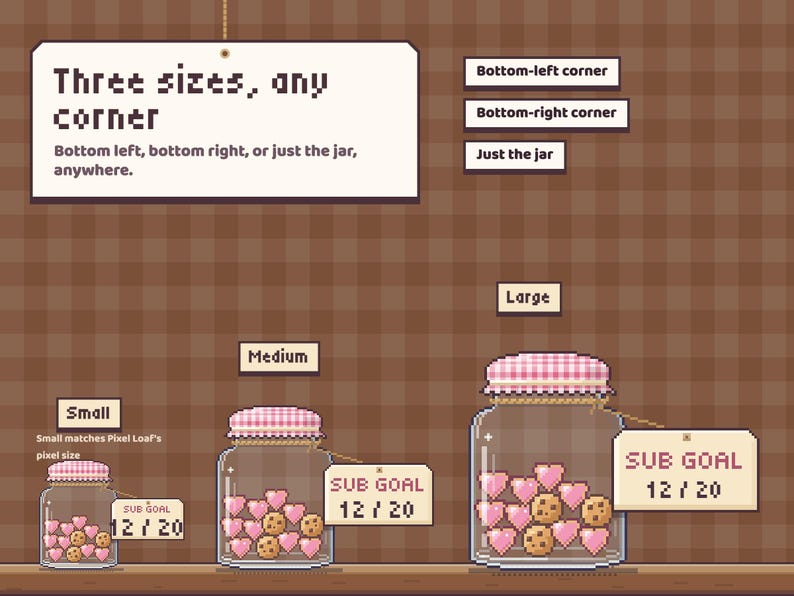 Loaf Jar at Small, Medium and Large size side by side, with the bottom-left, bottom-right and jar-only placements.