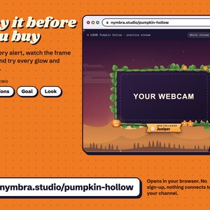 Pumpkin Hollow live demo at nymbra.studio/pumpkin-hollow, the vine webcam frame reacting to a follow