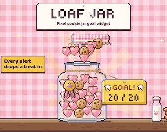 Pixel Cookie Jar Goal Widget | Animated Stream Overlay (Digital Download)