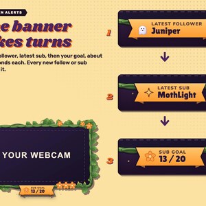 Halloween reactive webcam overlay. The banner rotating between latest follower, latest sub and the goal.
