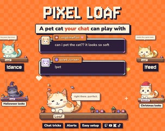 Interactive Pixel Pet Cat Stream Widget | Multistream Chat Overlay (Digital Download)