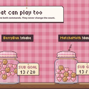 Loaf Jar chat commands: !shake rattles the jar and !dance makes it hop with music notes.