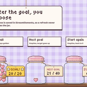 Loaf Jar after the goal: stay full, start the next goal at 21 / 40, or empty the jar and start again at 0 / 20.