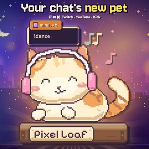Twitch、Kick、YouTube用のピクセル猫ストリームペット＆チャットオーバーレイ｜OBS＆StreamElements｜Pixel Loaf（デジタルダウンロード）