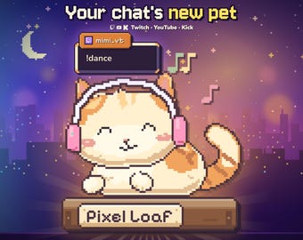 Pixel Cat Stream Pet and Chat Overlay for Twitch, Kick and YouTube | OBS & StreamElements | Pixel Loaf  (Digital Download)