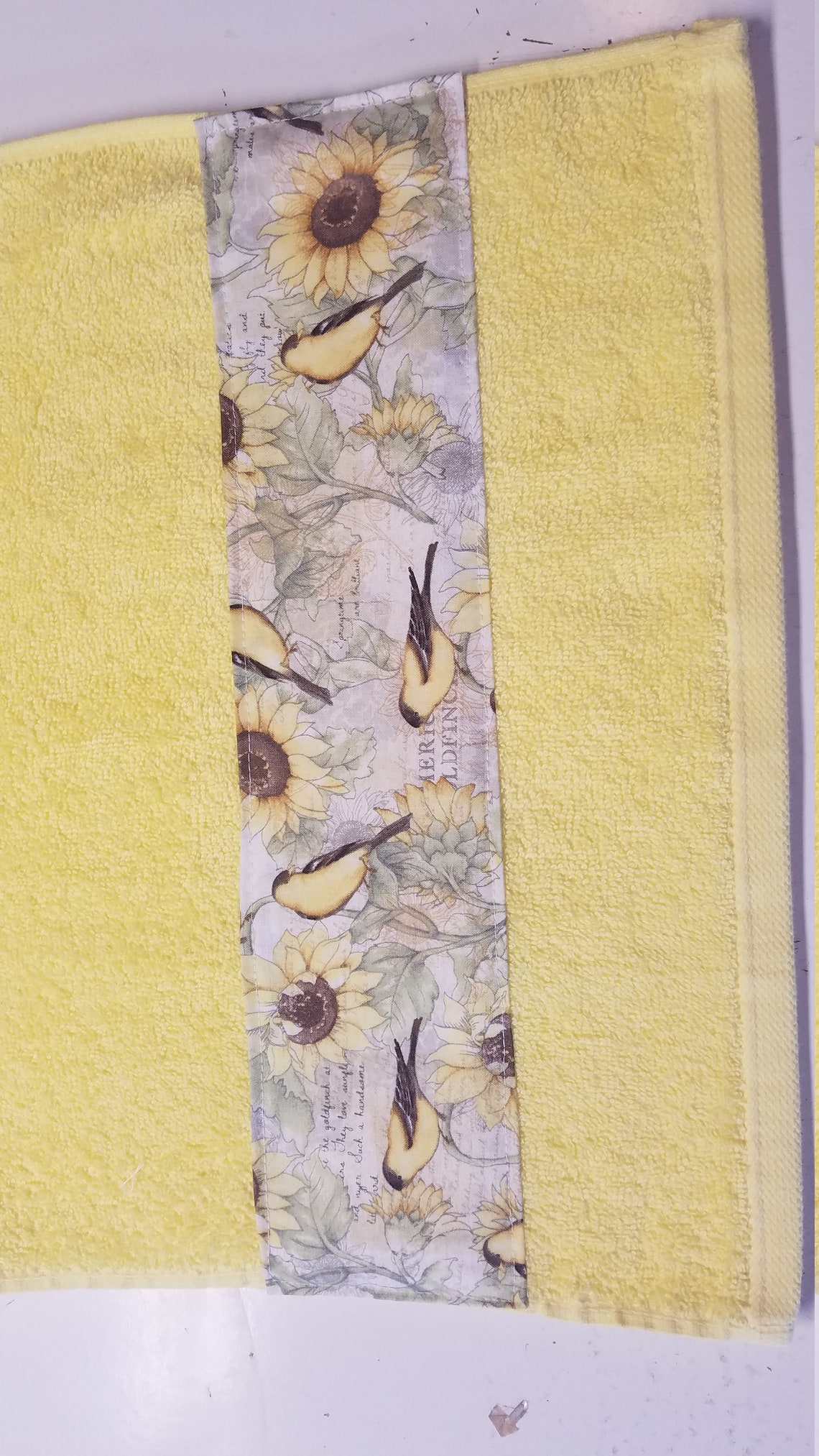 Sunflower Bath & Hand Towel Set on Light Yellow Etsy