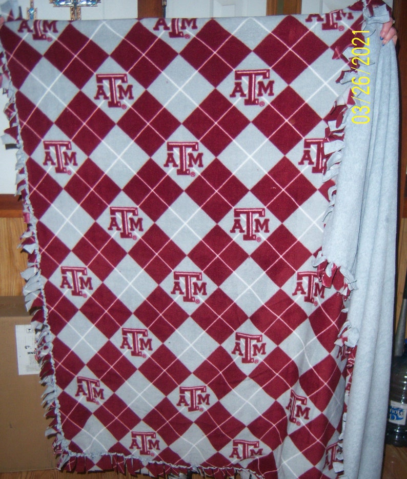 College Adult Blanket Quilt Fleece Texas A&M Loop Knotted Etsy