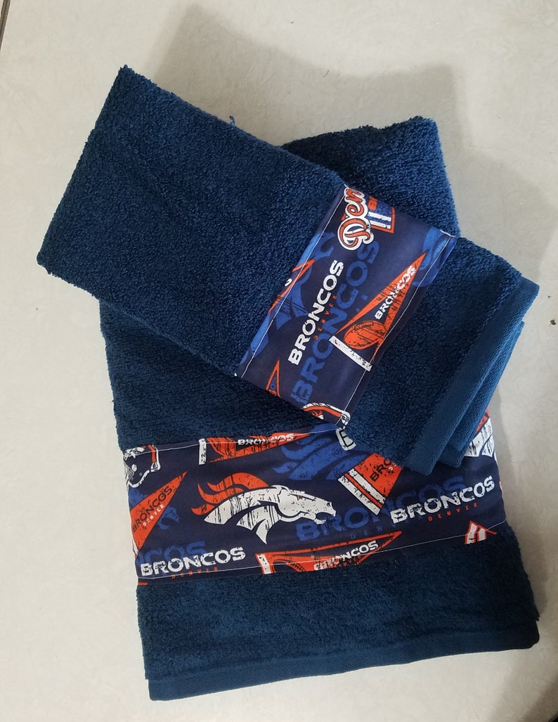 NFL Bath & Hand Towel set Denver Broncos pendantmono gram Etsy