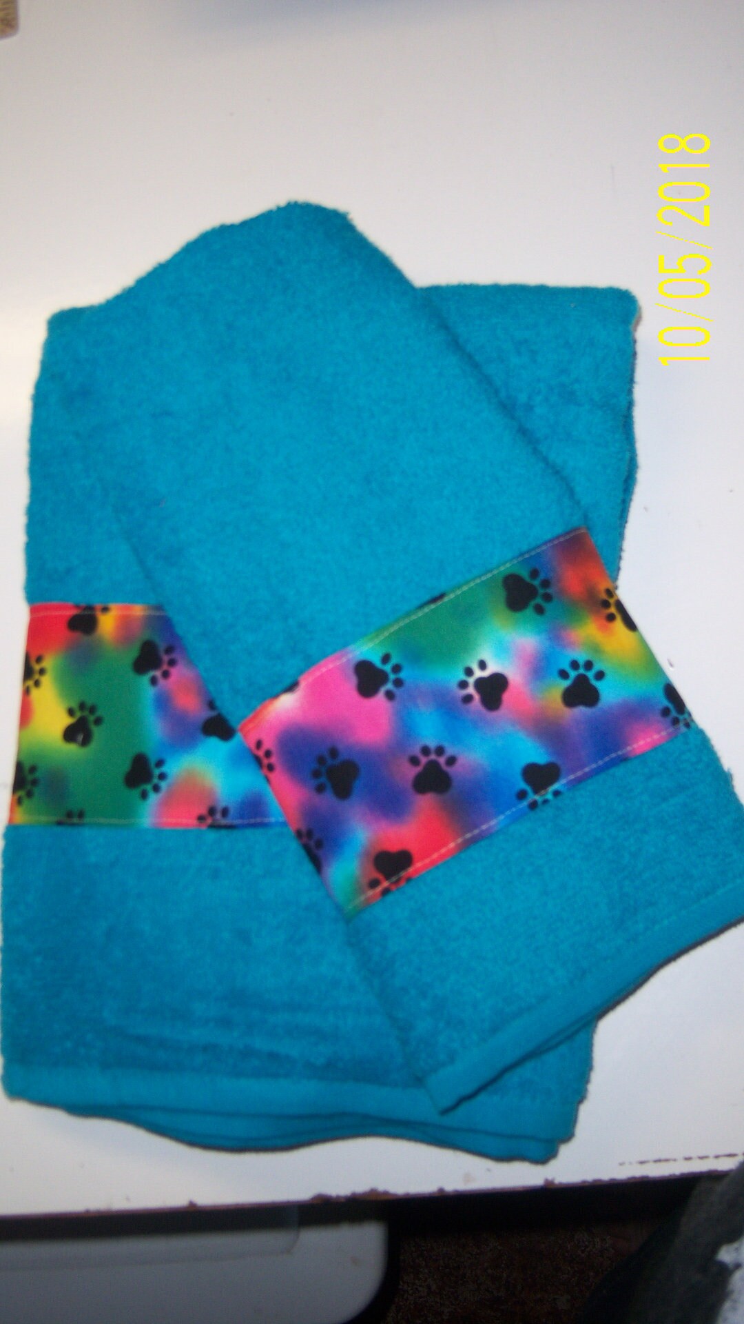 Rainbow Puppy Paw Print Bath & Hand Towel Set - Etsy