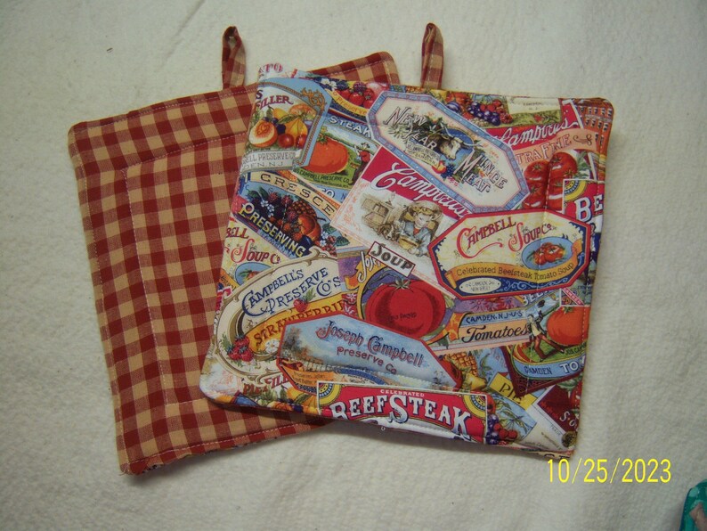 Campbells Soup Pot Holders Set of 2 9.5 X 9.5 4 Layers Etsy