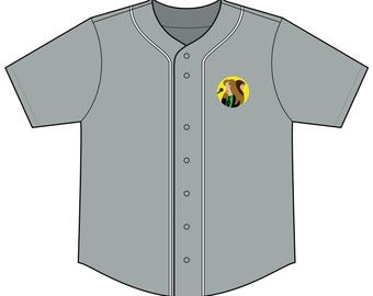 Baseball-Top mit Silhouette eines Mädchens | Kurzarm-Trikot mit durchgehender Knopfleiste