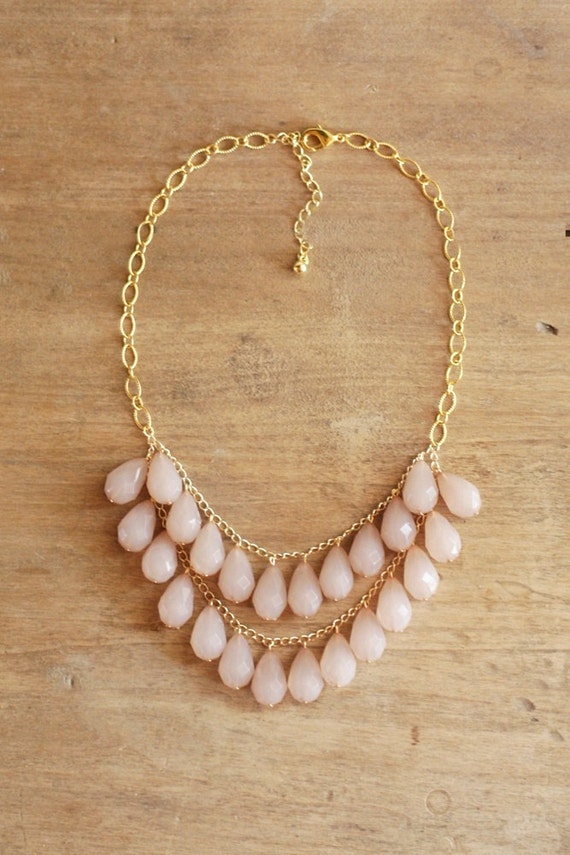 Items similar to Blush Teardrop Necklace, Blush Statement Necklace