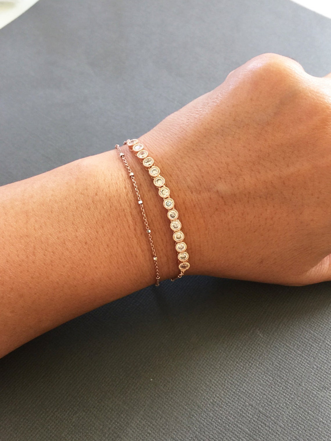 Gold Tennis Bracelet layering bracelet gift for her Double Etsy