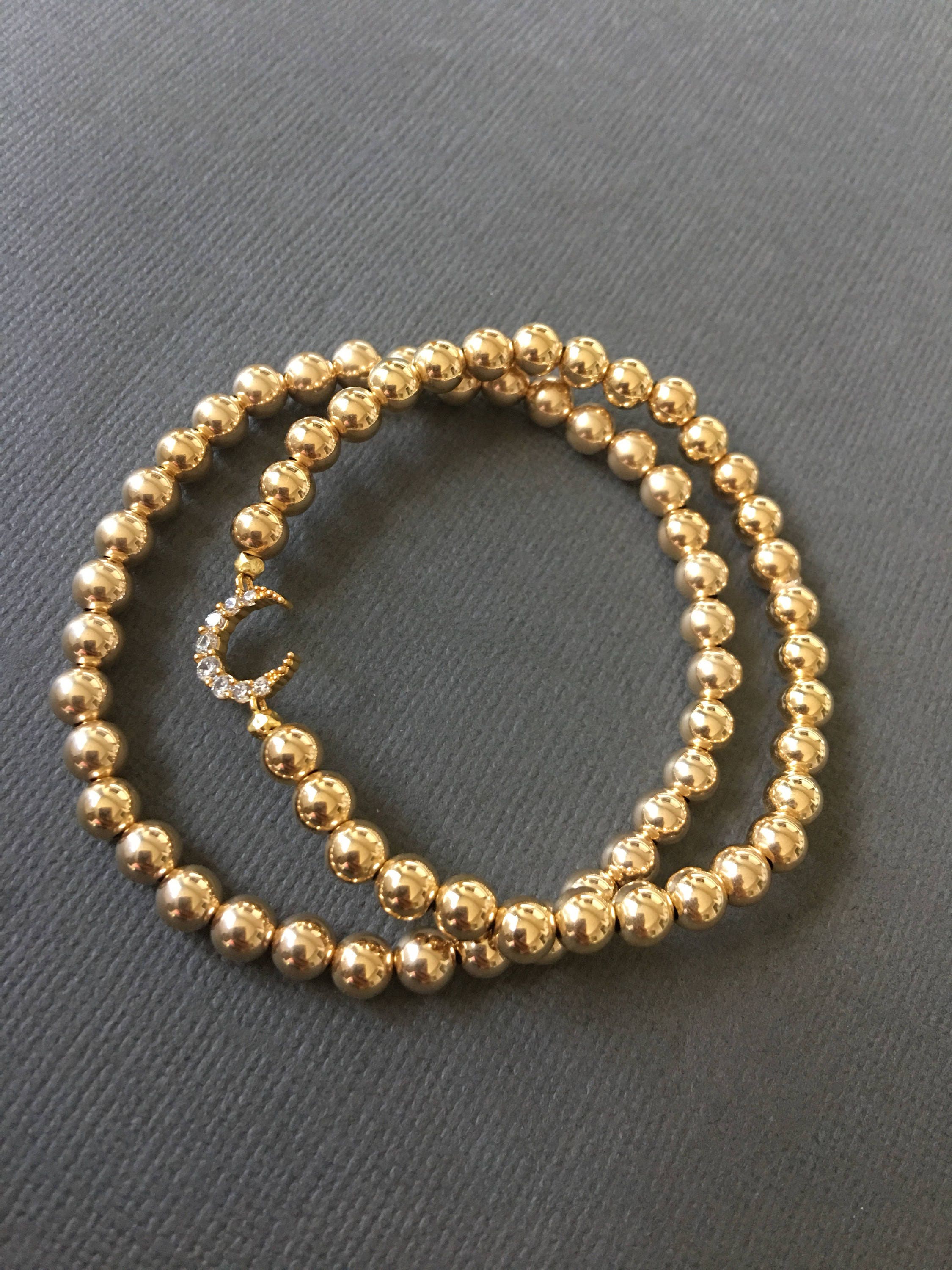 14k goldfilled ball bracelet gold ball bracelet stretch Etsy
