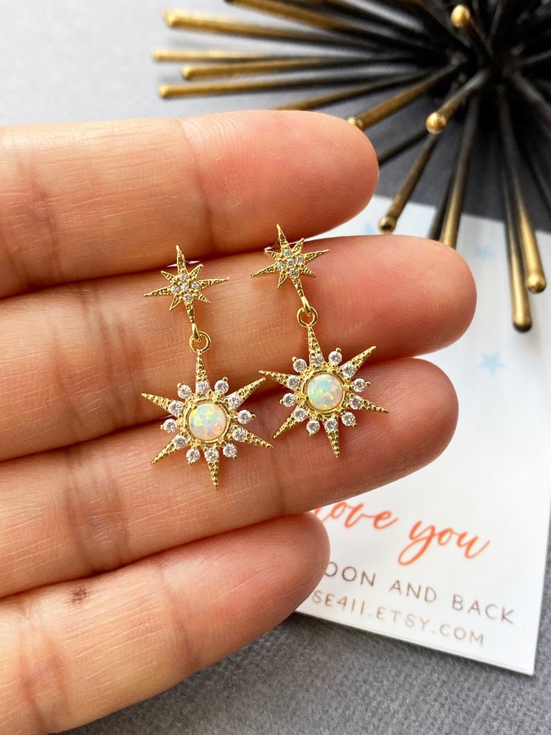 Opal star earrings Clearance