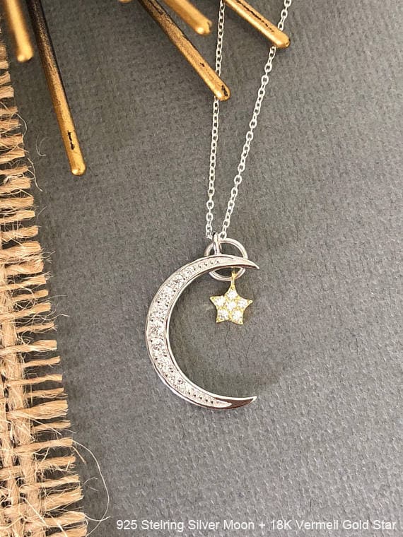 Dainty Moon and star Necklace Star Necklace Delicate Moon ...