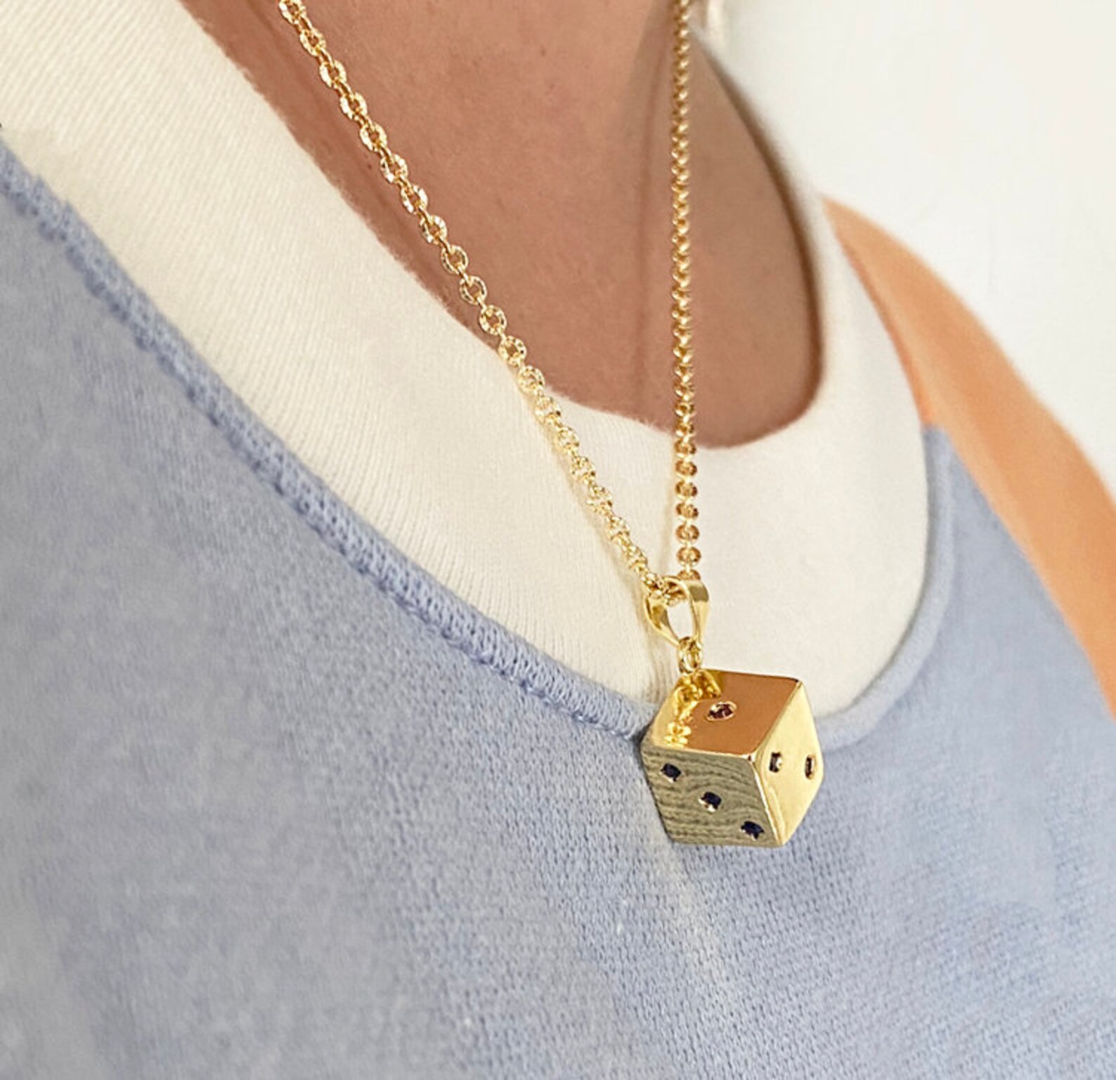 3D Gold filled Dice Necklace Dice Pendant necklace Lucky Etsy
