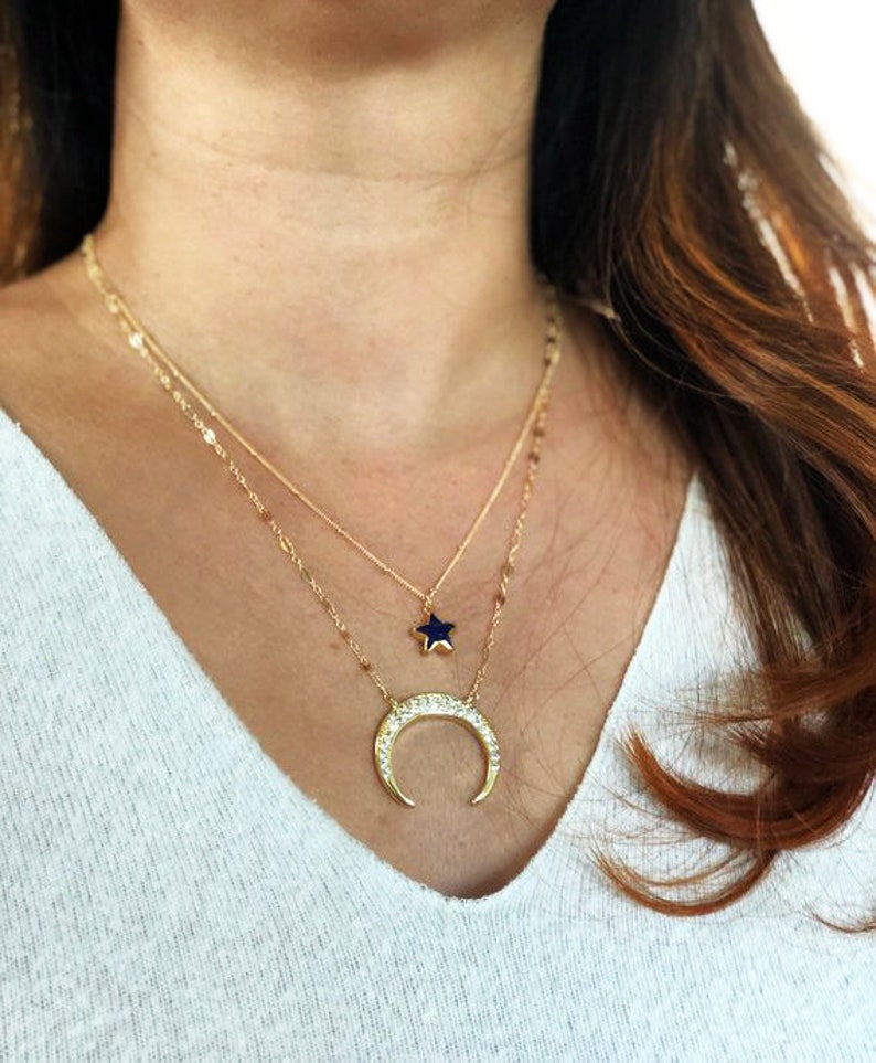 Upside down moon necklace Large Crescent Moon Necklace