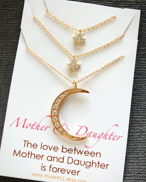 mother daughter moon necklace