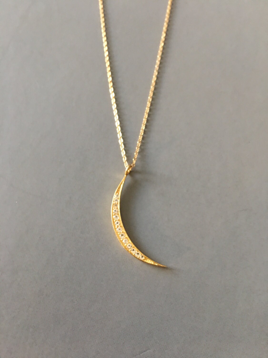 24K Vermeil Crescent Moon necklace Moon and star necklace I | Etsy