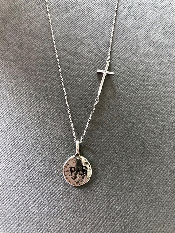 Personalized Memorial Gift Memorial silver cross Necklace | Etsy