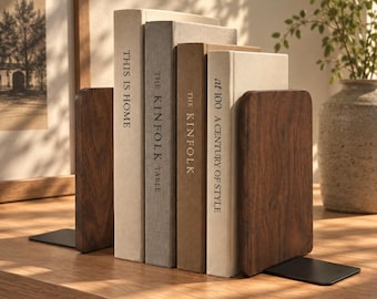 Wooden Bookends, Non-Slip Book Supports for Desk and Shelf, Minimalist Home Decor