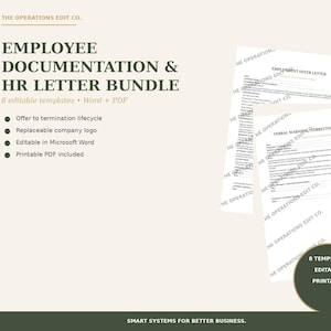 Pakiet listów do działu kadr | 8 edytowalnych szablonów (Word + PDF)