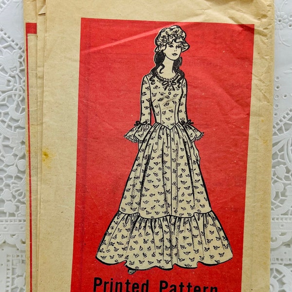 Mail Order Pattern 9737 | Misses Colonial Dress & Cap Costume | Misses 14 b36 | vintage 1960's cut used complete mail order sewing pattern