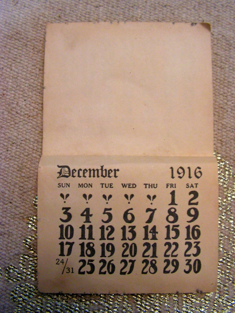 1916 Calendar vintage paper ephemera journals mixed media Etsy