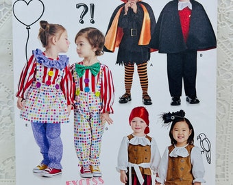 Simplicity 8727 | Childs His & Hers Halloween Costumes: Clown, Vampire, Pirate | Child 1/2 - 4 | uncut factory folded costume sewing pattern