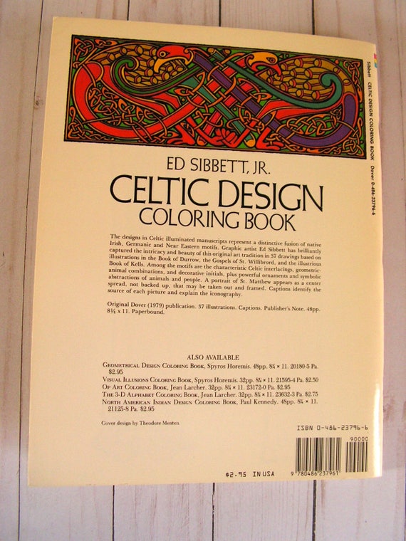 Celtic Design Coloring Book Ed Sibbett Jr 37 Unused Pages