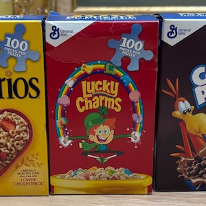 LAST CALL!  General Mills Cereal 100 Piece Vintage Puzzles | Five Included: Trix, Cheerios, Cinnamon Toast Crunch, Lucky Charms, Cocoa Puffs