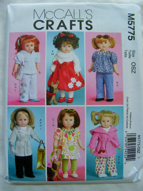 New and Factory Folded! McCalls 3900 18in Doll Clothes Patterns 6 Cute Designs