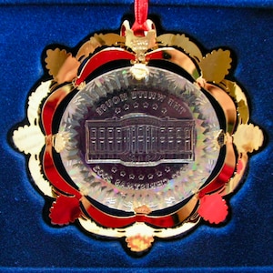 White House Crystal Chandelier Ornament: 2002 Historical Association, Laser Cut Brass