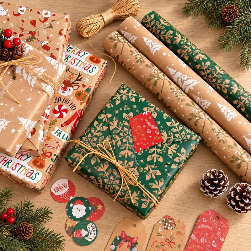 Kraft Xmas Wrapping Paper - Etsy