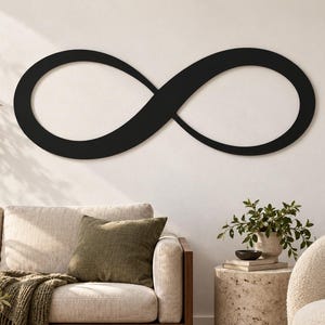Arte in metallo dell'infinito, simbolo dell'infinito, ciclo infinito, scultura minimalista, curva continua, regalo simbolico, decorazione murale in metallo, arte grafica da parete