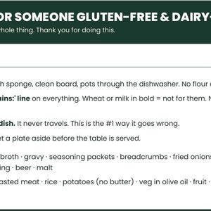 The Host Kit: gluten free Thanksgiving host guide printable PDF, celiac and dairy free holiday checklist (image 2)