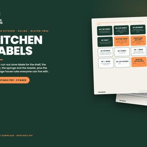 Glutenfria köksetiketter utskrivbara | Etiketter för korskontaminering av celiaki, husregler för delat kök PDF