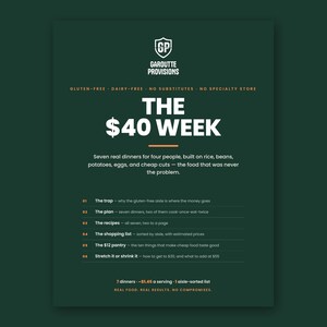The $40 Week: gluten free meal plan on a budget printable PDF, seven dairy free dinners with a priced grocery list (image 6)