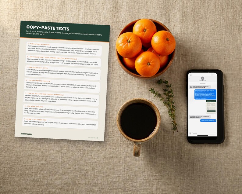 The Host Kit: gluten free Thanksgiving host guide printable PDF, celiac and dairy free holiday checklist (image 3)