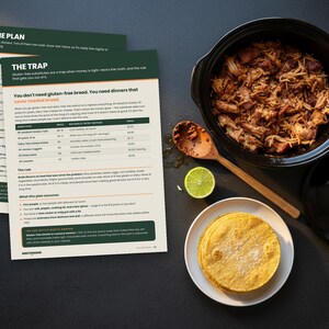 The $40 Week: gluten free meal plan on a budget printable PDF, seven dairy free dinners with a priced grocery list (image 3)