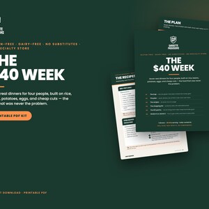 The $40 Week: gluten free meal plan on a budget printable PDF, seven dairy free dinners with a priced grocery list (image 2)